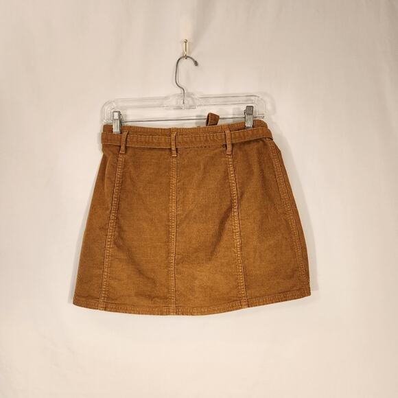 AMERICAN EAGLE Camel Brown Earthy Neutral Gobllincore Corduroy Mini Skirt Sz 4R - Picture 3 of 10
